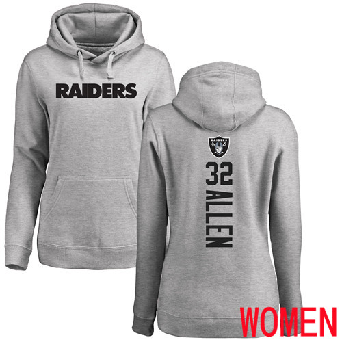 Oakland Raiders Ash Women Marcus Allen Backer NFL Football #32 Pullover Hoodie Sweatshirts